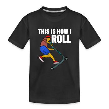 Rollerfahren So rolle ich - Kinder Premium Bio T-Shirt - Schwarz - Vorne