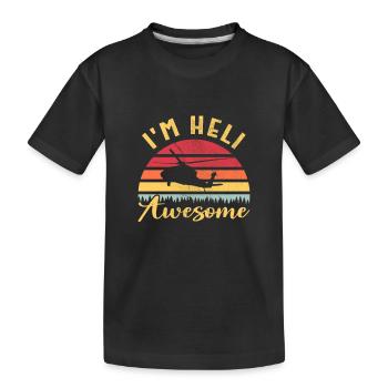 Hubschrauberpilot Luftfahrt I'm Heli Awesome - Kinder Premium Bio T-Shirt - Schwarz - Vorne
