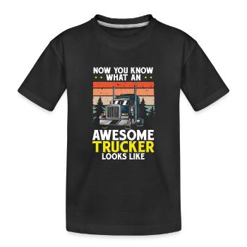 Semi Truck Trucks Chauffeur de camion - T-shirt bio Premium Enfant - noir - Devant