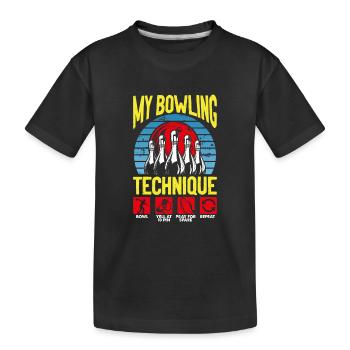 Bowling Bowler Bowlen - Kinder Premium Bio T-Shirt - Schwarz - Vorne