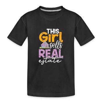This Girl Sells Real Estate Realtor Agent - Kids' Premium Organic T-Shirt - black - Front