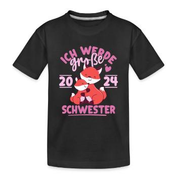 Große Schwester 2024 Mädchen Geschwister Geschenk - Kinder Premium Bio T-Shirt - Schwarz - Vorne