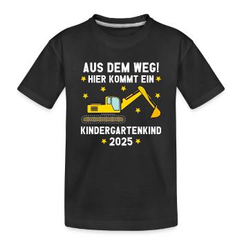 Aus Dem Weg Kindergartenkind Bagger 2025 - Kinder Premium Bio T-Shirt - Schwarz - Vorne