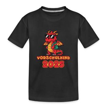 Drache Einschulung 2025 Vorschule - Kinder Premium Bio T-Shirt - Schwarz - Vorne