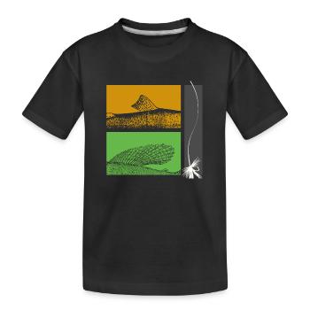 Modell 26 - Forelle und Äsche - Kinder Premium Bio T-Shirt - Schwarz - Vorne