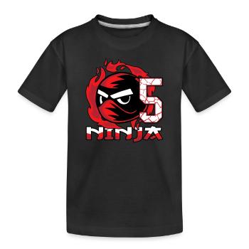 Kids Ninja 5th Birthday Boy 5 years old - Kids' Premium Organic T-Shirt - black - Front