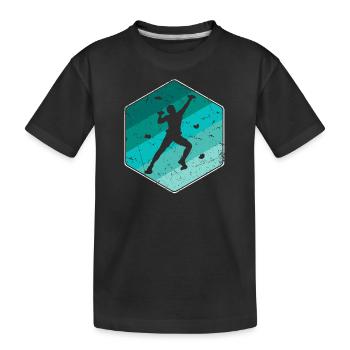 Klettern Boulder Bouldern Kletterer Bergsteiger - Kinder Premium Bio T-Shirt - Schwarz - Vorne