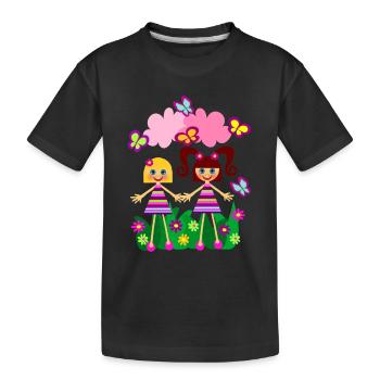 Flower girl fun in nature - Kids' Premium Organic T-Shirt - black - Front