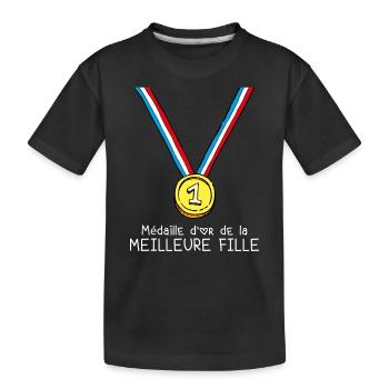 T-shirt Médaille d'or de la meilleure fille - T-shirt bio Premium Enfant - noir - Devant