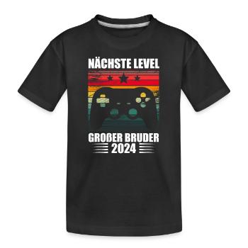 Nächste Level Großer Bruder 2024 - Kinder Premium Bio T-Shirt - Schwarz - Vorne
