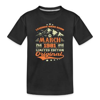 Cadeau D'anniversaire Nées En Mars 1981 Vintage - T-shirt bio Premium Enfant - noir - Devant