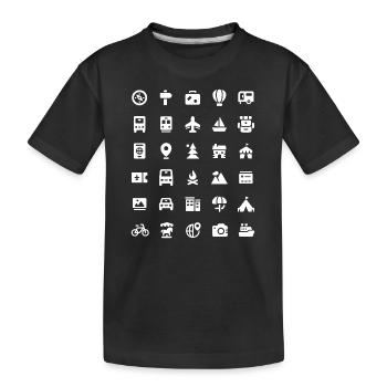Travel Icons Travel Symbols Without Words Talk Voya - Kids' Premium Organic T-Shirt - black - Front