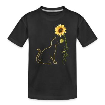 Cat Sunflower, Cute Cat Tees Sunshine Cat Lover - T-shirt bio Premium Enfant - noir - Devant