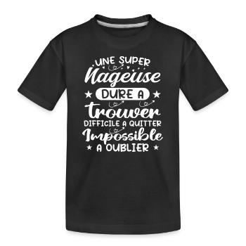 Une Super Nageuse - Cadeau nageuse - T-shirt bio Premium Enfant - noir - Devant