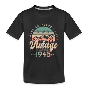 1945 Vintage anniversaire Né en 1945 - T-shirt bio Premium Enfant - noir - Devant