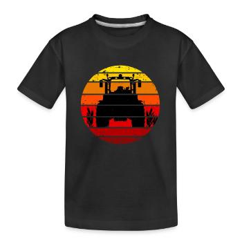Tractor, Sunset, Farmer, Farmer, Tractor - Kids' Premium Organic T-Shirt - black - Front