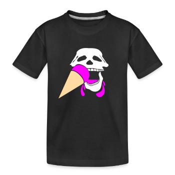 Crâne avec de la crème glacée - T-shirt bio Premium Enfant - noir - Devant