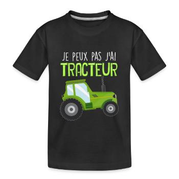 Je peux pas j'ai tracteur - T-shirt bio Premium Enfant - noir - Devant