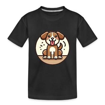 Verspieltes Cartoon-Hundedesign - Kinder Premium Bio T-Shirt - Schwarz - Vorne