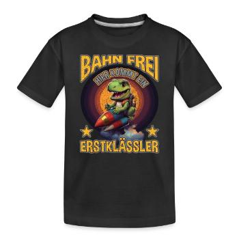 Einschulung Schulkind Schultüte Dino Erstklässler - Kinder Premium Bio T-Shirt - Schwarz - Vorne