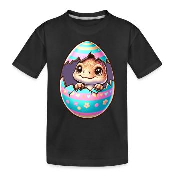 Ostern mit Dino - Kinder Premium Bio T-Shirt - Schwarz - Vorne
