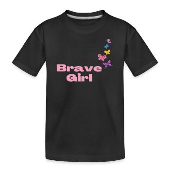 Brave Girl with Butterflies - Kids' Premium Organic T-Shirt - black - Front