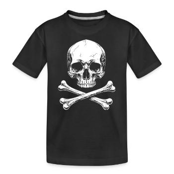 Klassischer Totenkopf mit gekreuzten Knochen - Kinder Premium Bio T-Shirt - Schwarz - Vorne