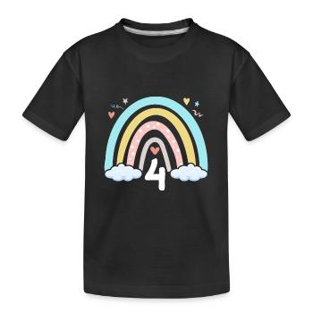 4th birthday girl rainbow boho - Kids' Premium Organic T-Shirt - black - Front