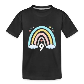 9th Birthday Girl Rainbow Boho - Kids' Premium Organic T-Shirt - black - Front