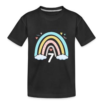 7th Birthday Girl Rainbow Boho - Kids' Premium Organic T-Shirt - black - Front