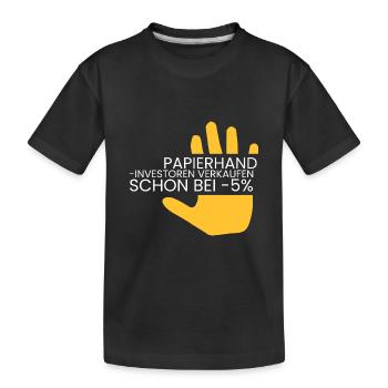 Papierhände verkaufen sofort - Kinder Premium Bio T-Shirt - Schwarz - Vorne