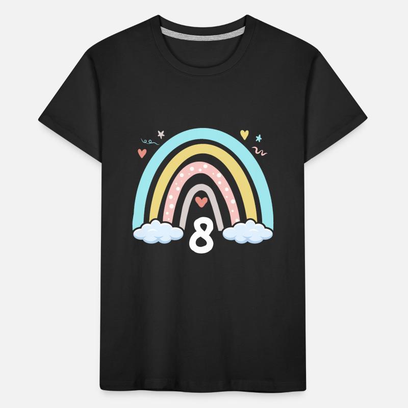 8. Geburtstag Mädchen Regenbogen Boho Kinder Premium Bio T-Shirt