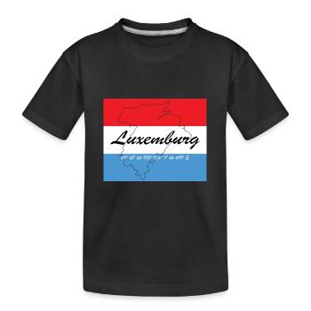 Luxemburg - Hauptstadt mit GPS & Flagge - Kinder Premium Bio T-Shirt - Schwarz - Vorne