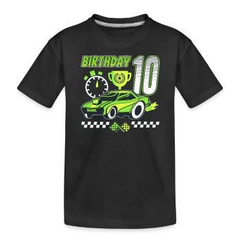 10. Geburtstag Rennwagen 10 Jahre alt Rennfahrer - Kinder Premium Bio T-Shirt - Schwarz - Vorne