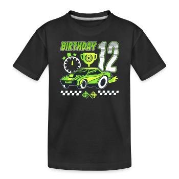 12ème anniversaire voiture de course 12 ans pilote de course - T-shirt bio Premium Enfant - noir - Devant