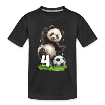 Fußball Panda 4 Jahre Geburtstag. 4 Years birthday - Kinder Premium Bio T-Shirt - Schwarz - Vorne