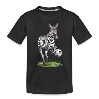 Fußball Zebra Soccer Ball zébresse Fotbollszebra - Kinder Premium Bio T-Shirt - Schwarz - Vorne