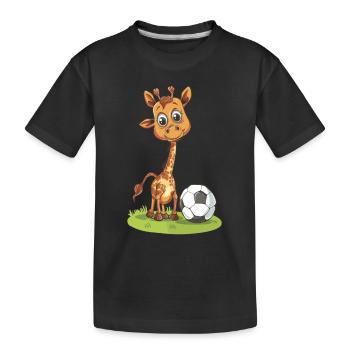 Fußball cute Giraffe Soccer Ball jirafa de futbol - Kinder Premium Bio T-Shirt - Schwarz - Vorne