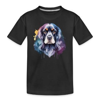 Cocker Spaniel Hund Cool Bunt Niedlich - Kinder Premium Bio T-Shirt - Schwarz - Vorne