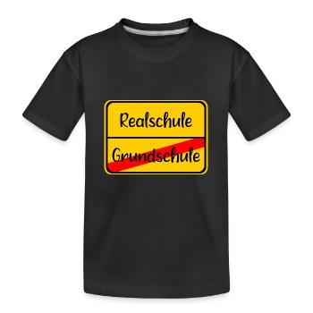 Realschule Grundschule Schule Schild Übergang - Kinder Premium Bio T-Shirt - Schwarz - Vorne