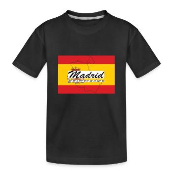 Madrid - Hauptstadt mit GPS & Flagge - Kinder Premium Bio T-Shirt - Schwarz - Vorne