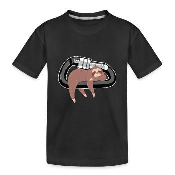 Paresseux grimpant dormant sur un mousqueton - T-shirt bio Premium Enfant - noir - Devant