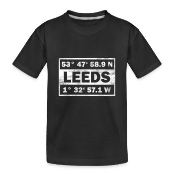 Leeds Koordinaten Stadt England Leeds - Kinder Premium Bio T-Shirt - Schwarz - Vorne