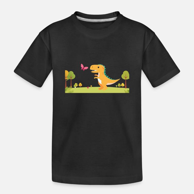 Kleiner T-Rex auf Achse - Kinder Premium Bio T-Shirt - Schwarz