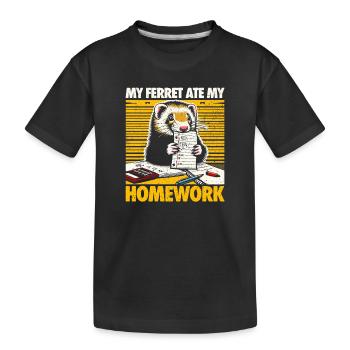 Mon furet a mangé mes devoirs - Cadeau furet - T-shirt bio Premium Enfant - noir - Devant