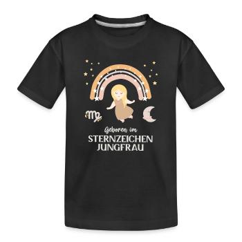 Jungfrau Sternzeichen Geburtstag Sternenbild - Kinder Premium Bio T-Shirt - Schwarz - Vorne