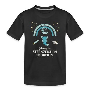 Skorpion Sternzeichen Geburtstag Sternenbild - Kinder Premium Bio T-Shirt - Schwarz - Vorne