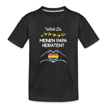 Heiratsantrag LGBT Hochzeit Regenbogen Verlobung - Kinder Premium Bio T-Shirt - Schwarz - Vorne