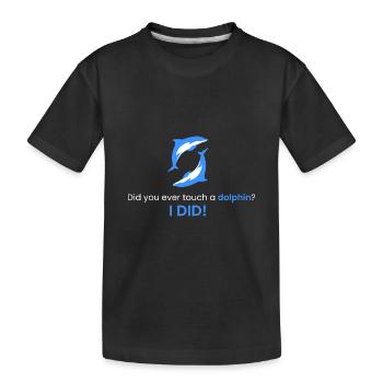Touching a dolphin! - Kids' Premium Organic T-Shirt - black - Front