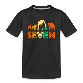 7th Birthday Jungle Animals Africa 7 years - Kids' Premium Organic T-Shirt - black - Front